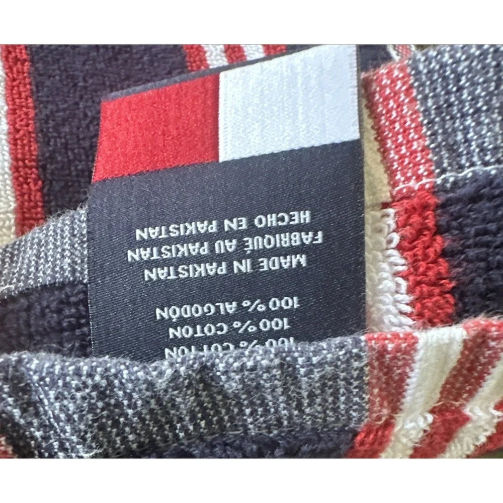 Tommy Hilfiger Stripe, Red, White Navy Hand Towel Cotton 16